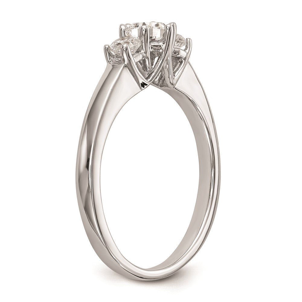 14K White Gold 3 Stone Simulated Diamond Engagement Ring