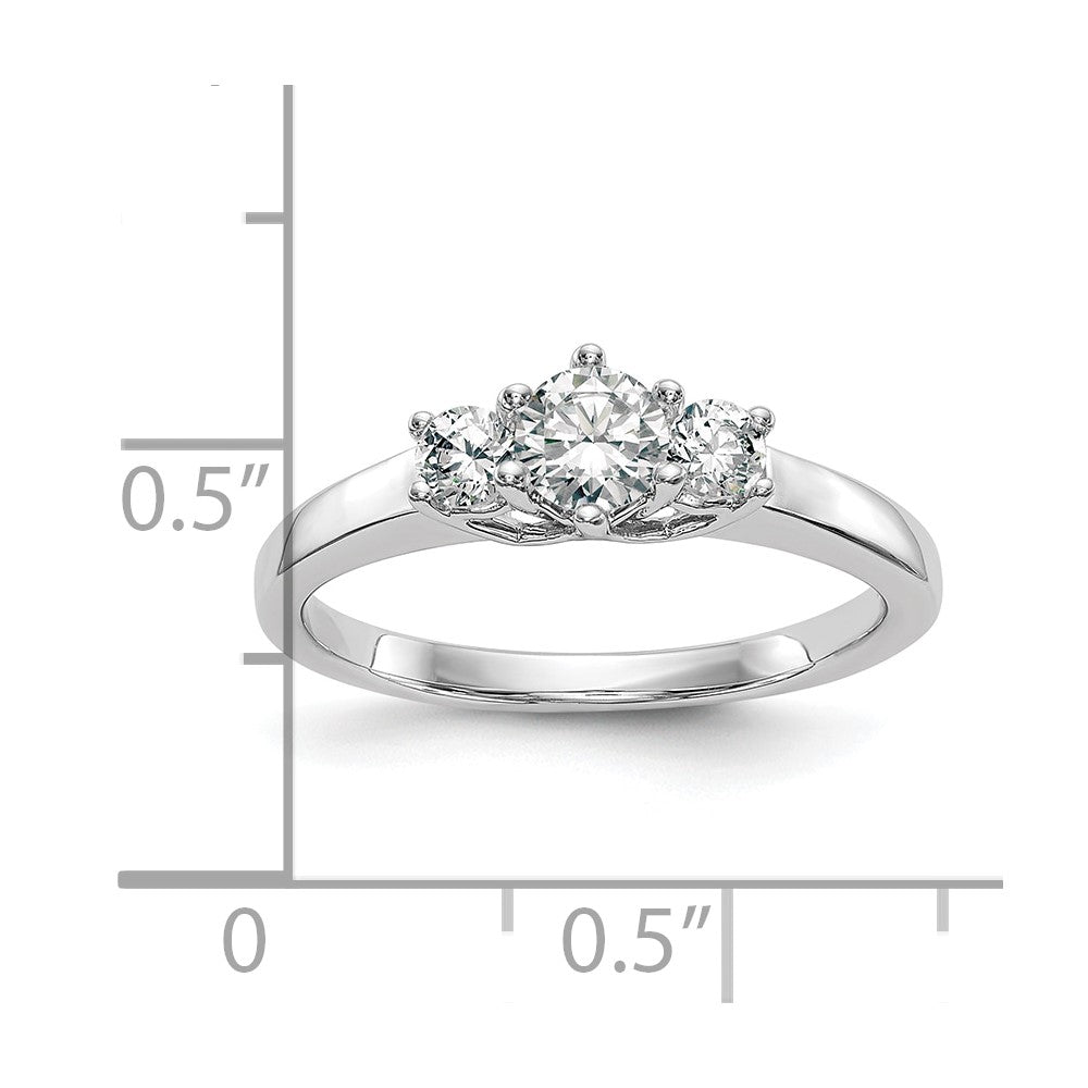 14K White Gold 3 Stone Simulated Diamond Engagement Ring