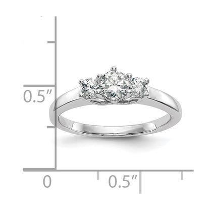 14K White Gold 3 Stone Simulated Diamond Engagement Ring