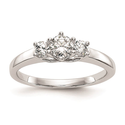14K White Gold 3 Stone Simulated Diamond Engagement Ring