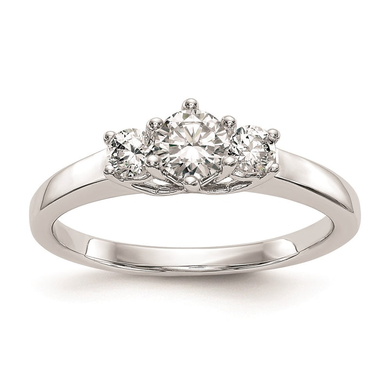 14K White Gold 3 Stone Simulated Diamond Engagement Ring