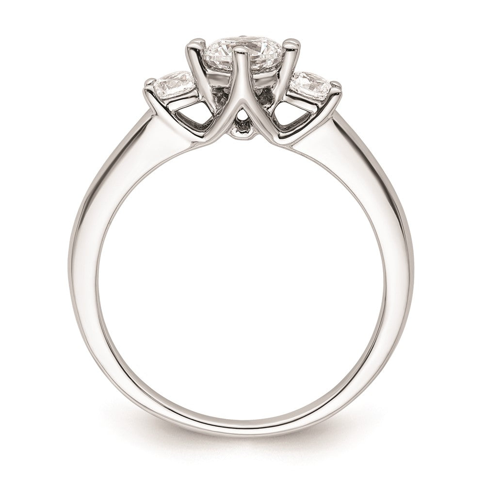 14K White Gold 3 Stone Simulated Diamond Engagement Ring