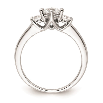 14K White Gold 3 Stone Simulated Diamond Engagement Ring