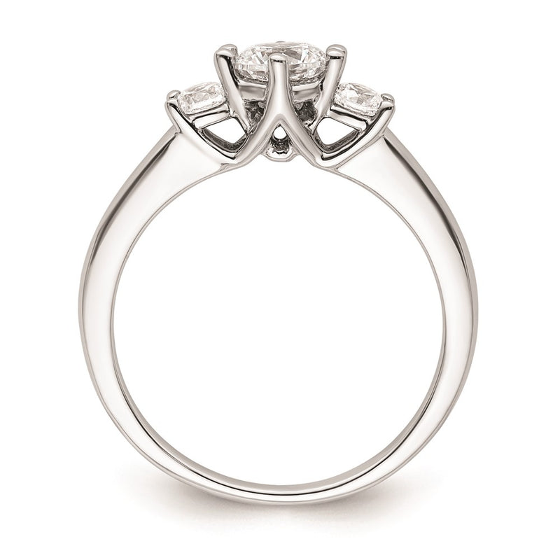14K White Gold 3 Stone Simulated Diamond Engagement Ring