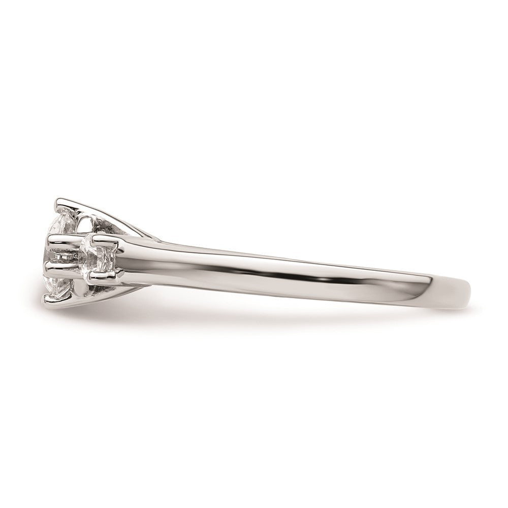 14K White Gold 3 Stone Simulated Diamond Engagement Ring