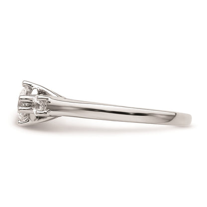 14K White Gold 3 Stone Simulated Diamond Engagement Ring