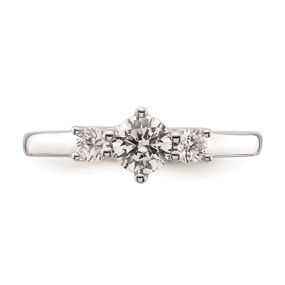 14K White Gold 3 Stone Simulated Diamond Engagement Ring