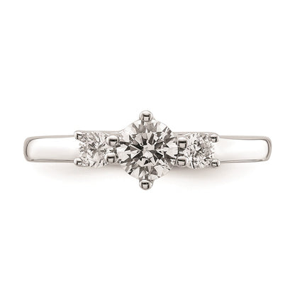14K White Gold 3 Stone Simulated Diamond Engagement Ring