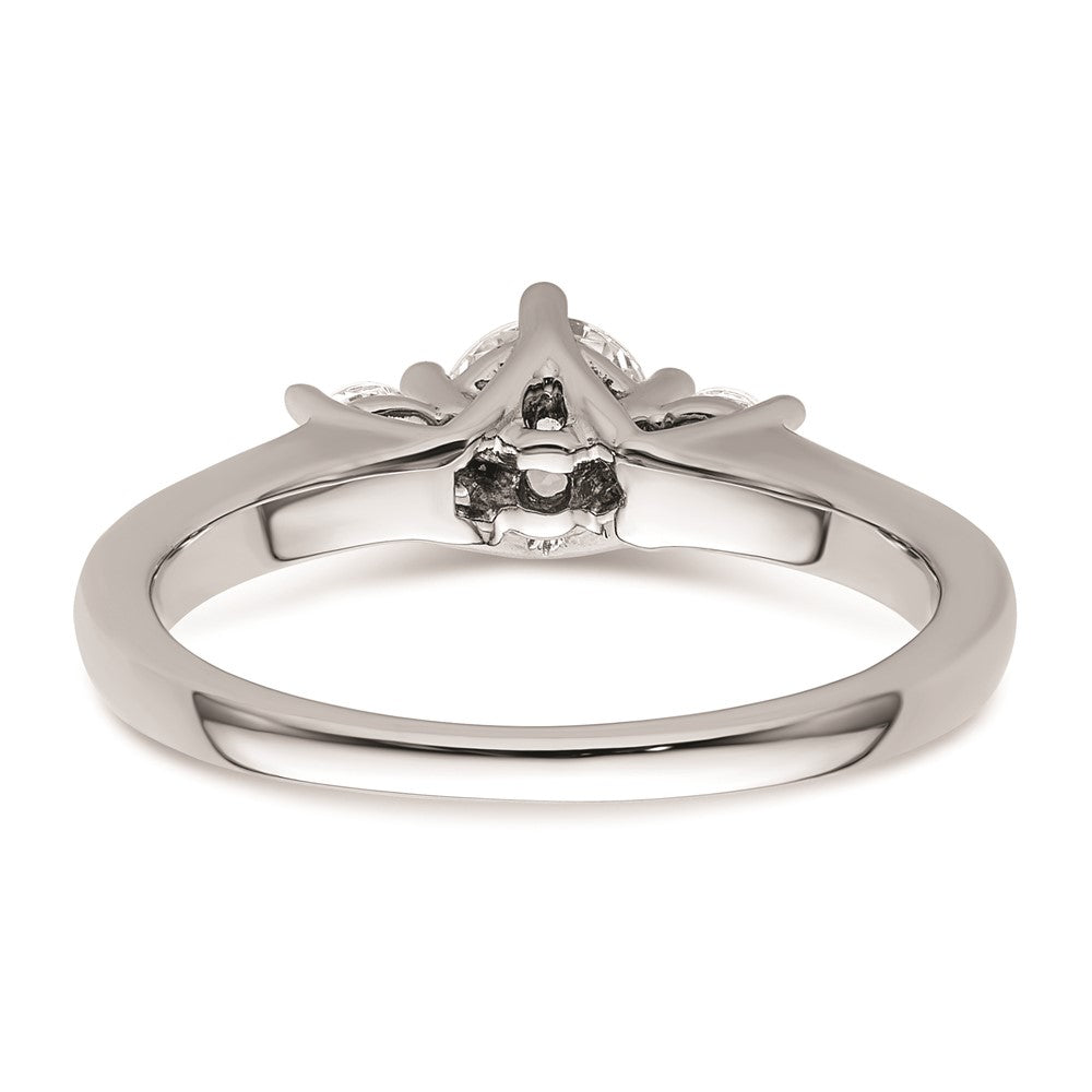 14K White Gold 3 Stone Simulated Diamond Engagement Ring