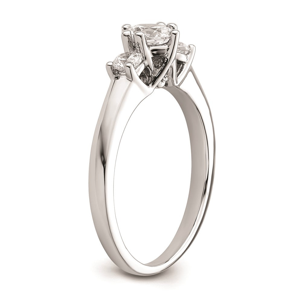 14K White Gold 3 Stone Simulated Diamond Engagement Ring
