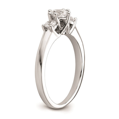 14K White Gold 3 Stone Simulated Diamond Engagement Ring