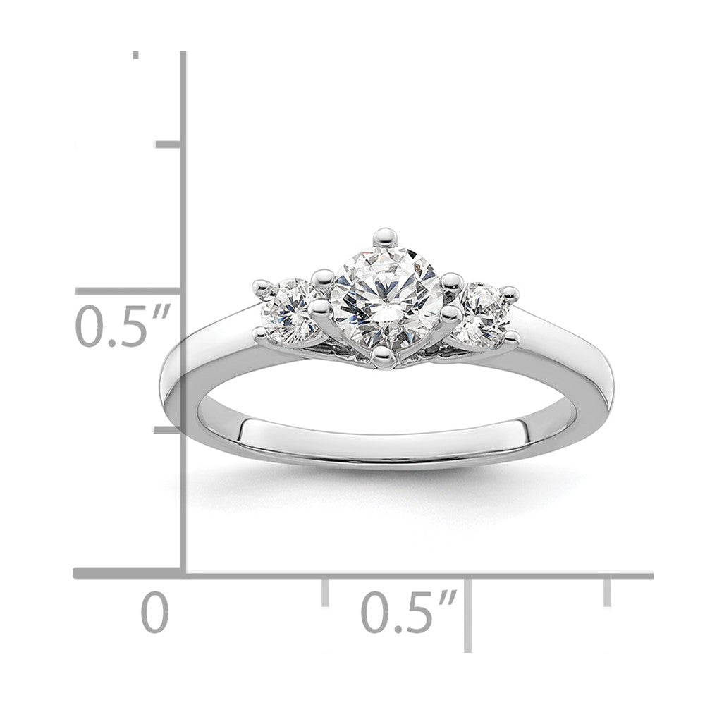 14K White Gold 3 Stone Simulated Diamond Engagement Ring