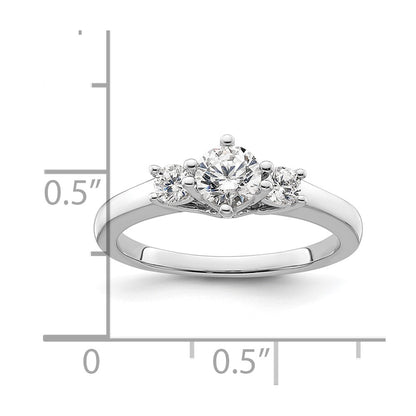 14K White Gold 3 Stone Simulated Diamond Engagement Ring