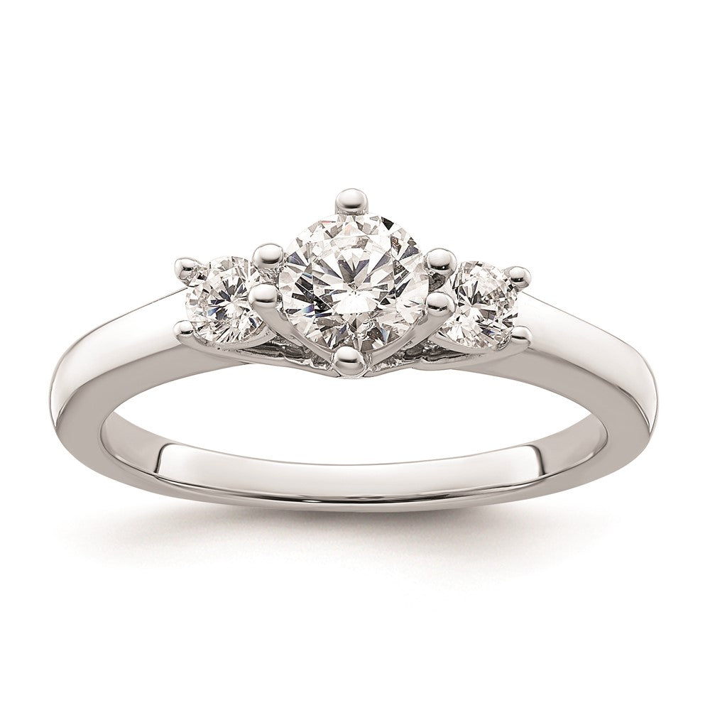 14K White Gold 3 Stone Simulated Diamond Engagement Ring