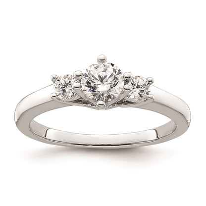 14K White Gold 3 Stone Simulated Diamond Engagement Ring