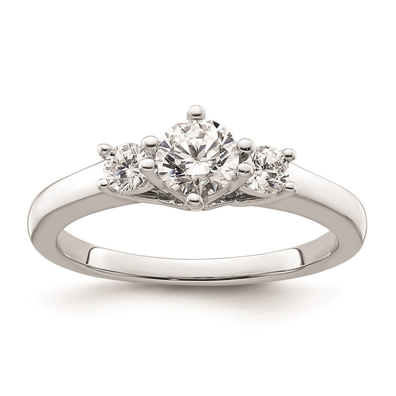 14K White Gold 3 Stone Simulated Diamond Engagement Ring