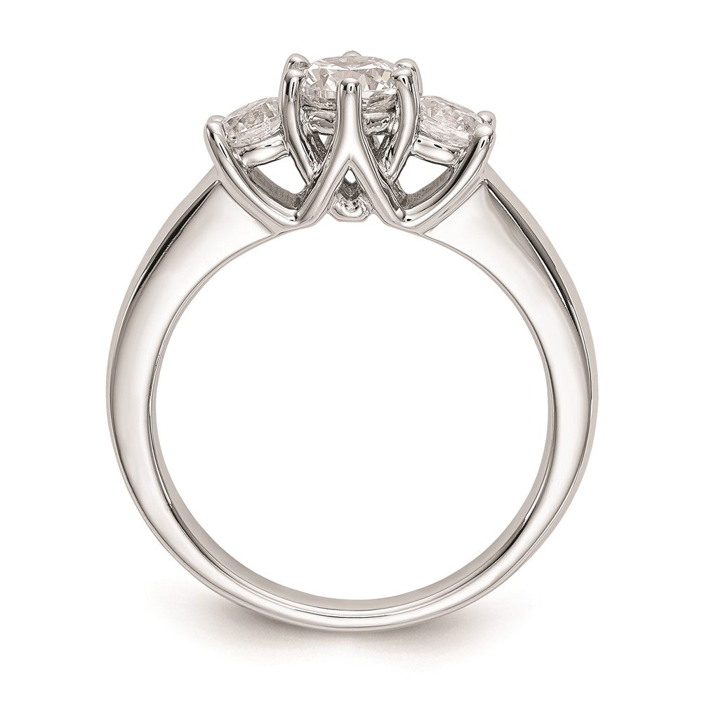 14K White Gold 3 Stone Simulated Diamond Engagement Ring