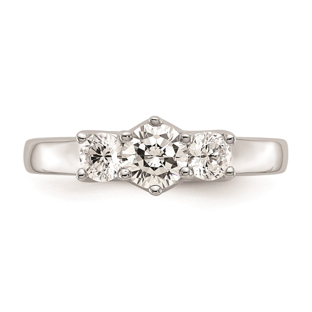 14K White Gold 3 Stone Simulated Diamond Engagement Ring