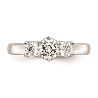 14K White Gold 3 Stone Simulated Diamond Engagement Ring