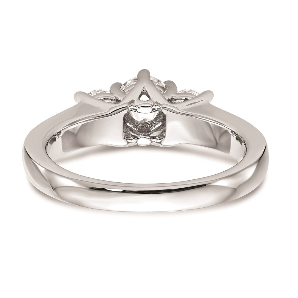 14K White Gold 3 Stone Simulated Diamond Engagement Ring