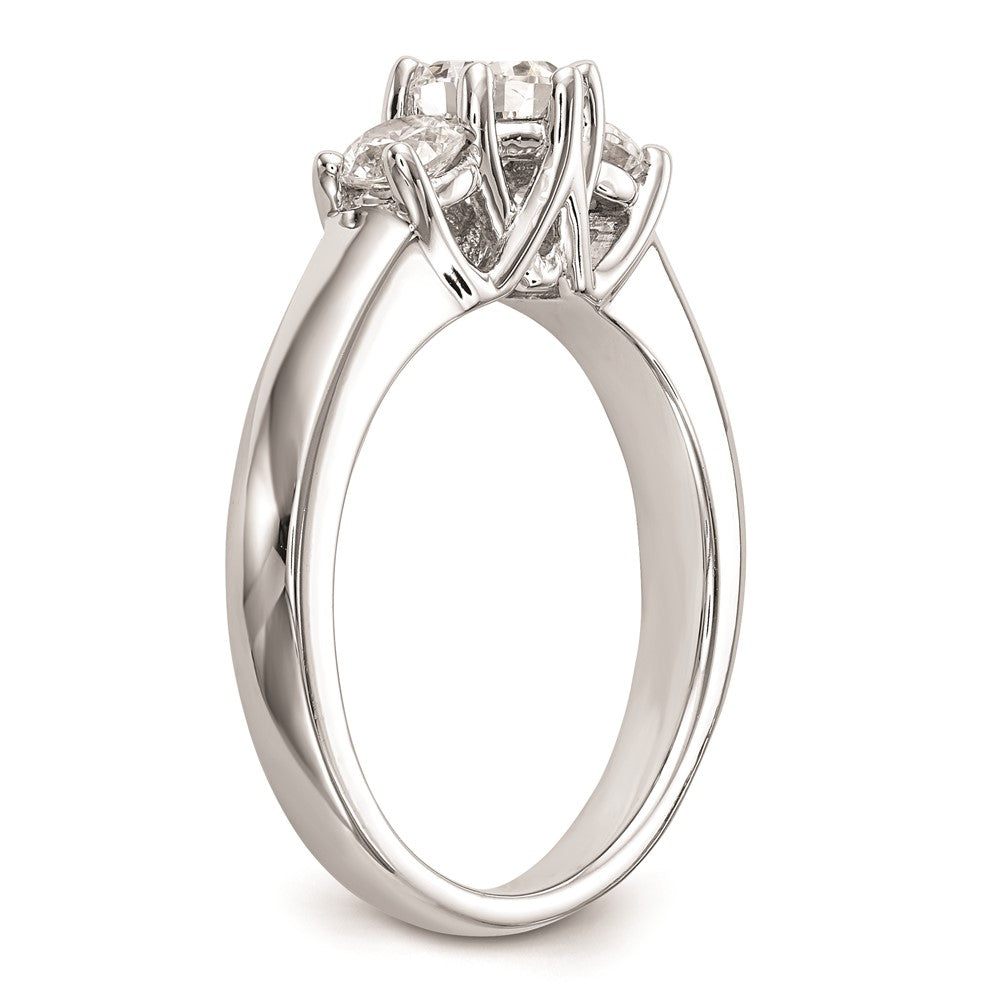 14K White Gold 3 Stone Simulated Diamond Engagement Ring