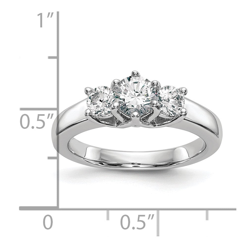 14K White Gold 3 Stone Simulated Diamond Engagement Ring