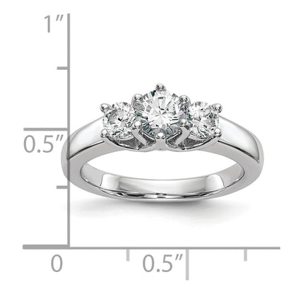 14K White Gold 3 Stone Simulated Diamond Engagement Ring