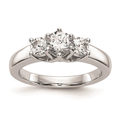 14K White Gold 3 Stone Simulated Diamond Engagement Ring