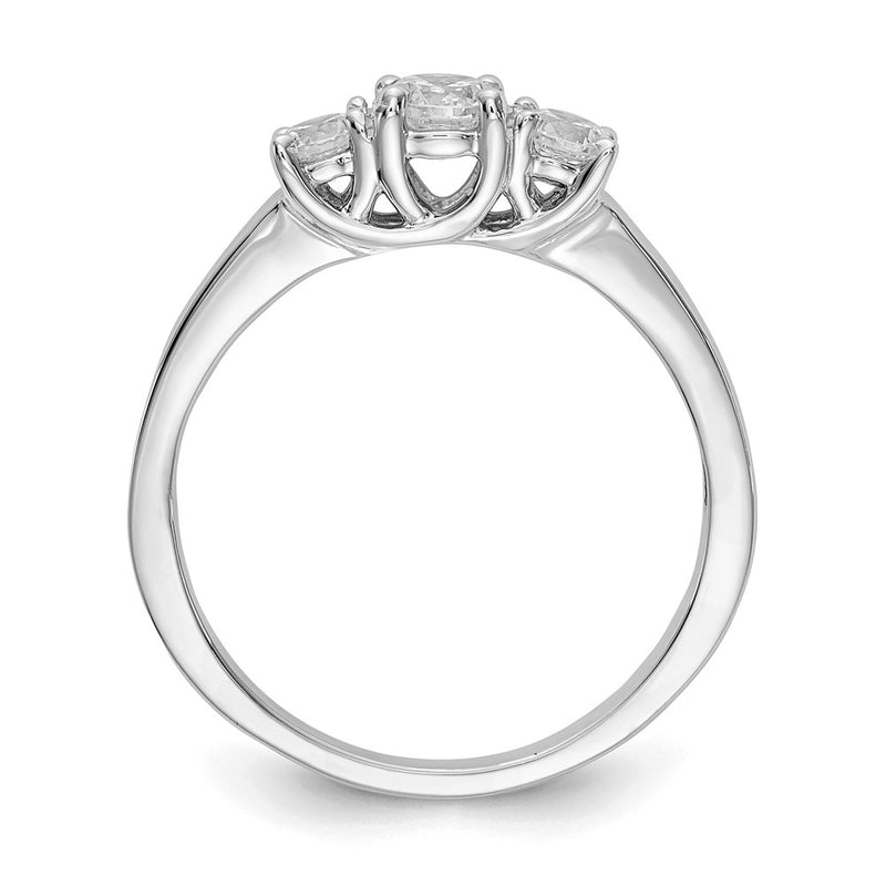 14K White Gold 3 Stone Simulated Diamond Engagement Ring