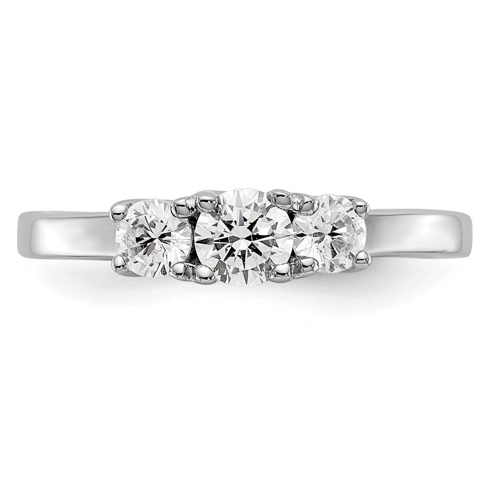 14K White Gold 3 Stone Simulated Diamond Engagement Ring