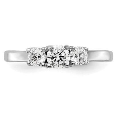 14K White Gold 3 Stone Simulated Diamond Engagement Ring