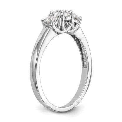 14K White Gold 3 Stone Simulated Diamond Engagement Ring