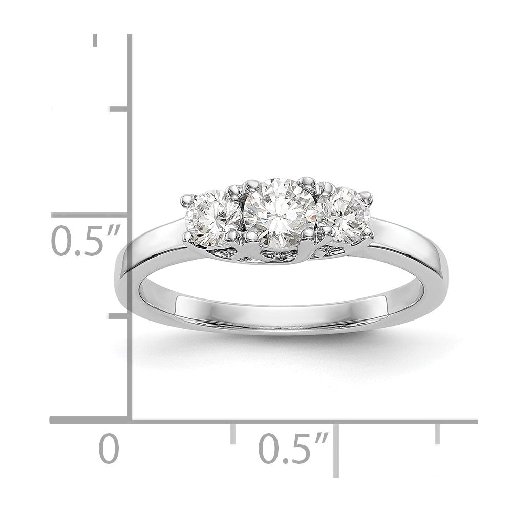 14K White Gold 3 Stone Simulated Diamond Engagement Ring