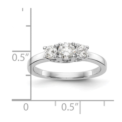 14K White Gold 3 Stone Simulated Diamond Engagement Ring