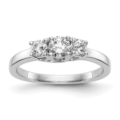 14K White Gold 3 Stone Simulated Diamond Engagement Ring