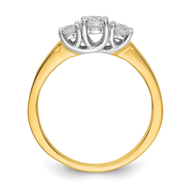 14k Two-tone Two Tone 1/2 Ct. Lab Grown Diamond VS/SI+ G+ Three Stone Engagement Ring