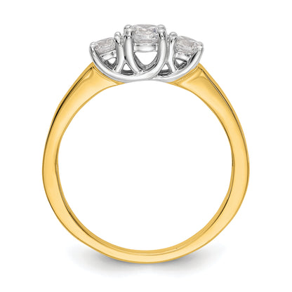14k Two-tone Two Tone 1/2 Ct. Lab Grown Diamond VS/SI+ G+ Three Stone Engagement Ring