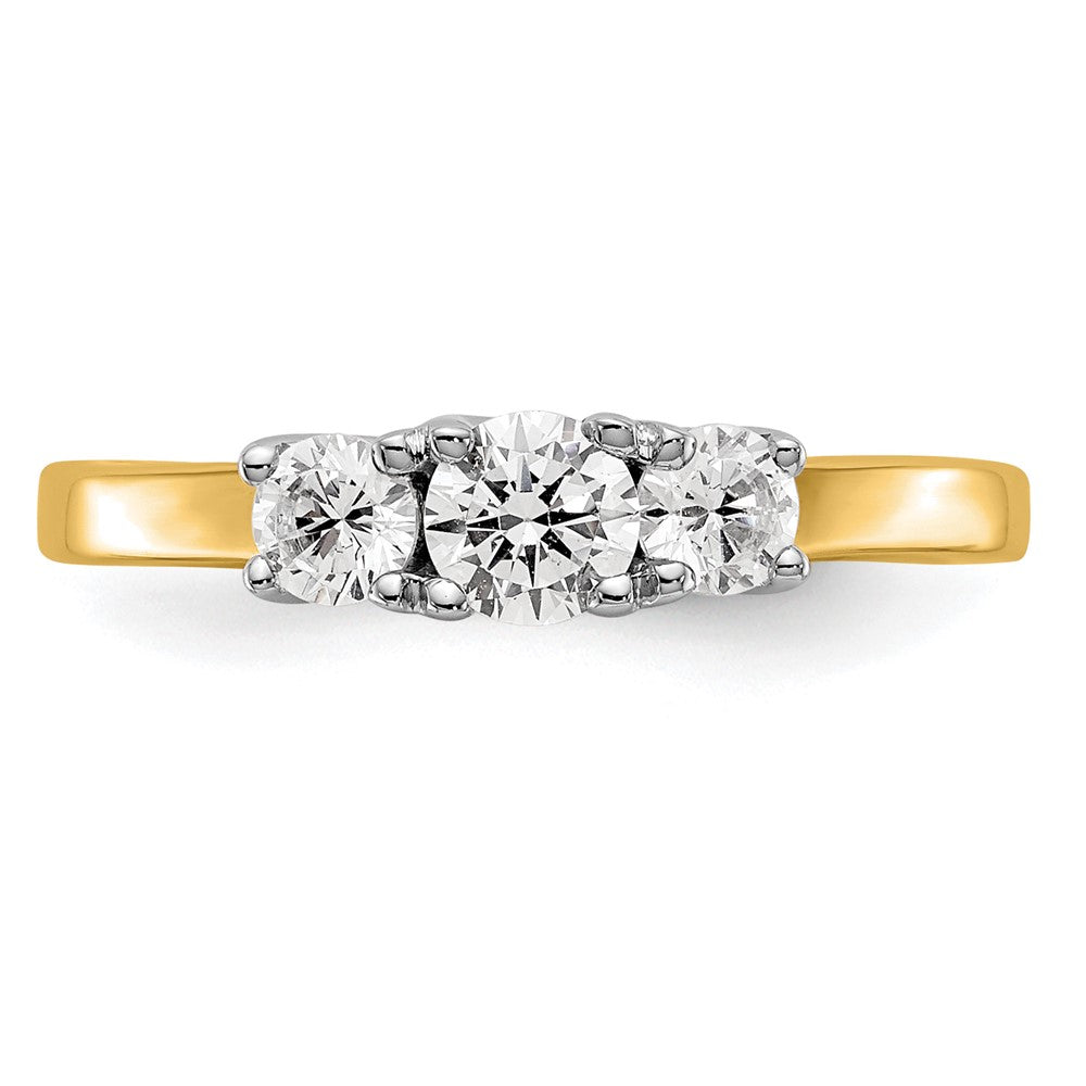 14K Two tone 3 Stone Simulated Diamond Engagement Ring