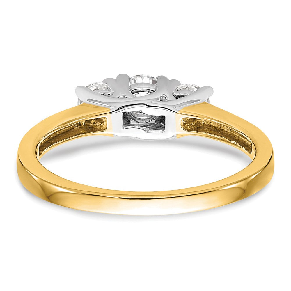 14K Two tone 3 Stone Simulated Diamond Engagement Ring