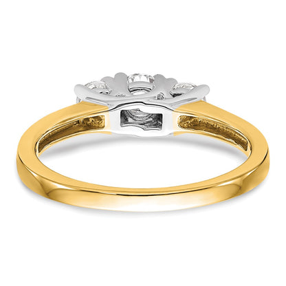 14K Two tone 3 Stone Simulated Diamond Engagement Ring