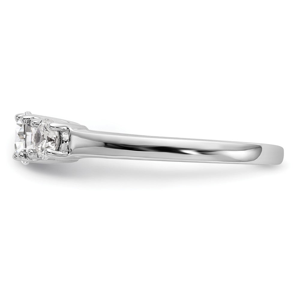 14K White Gold 3 Stone Simulated Diamond Engagement Ring