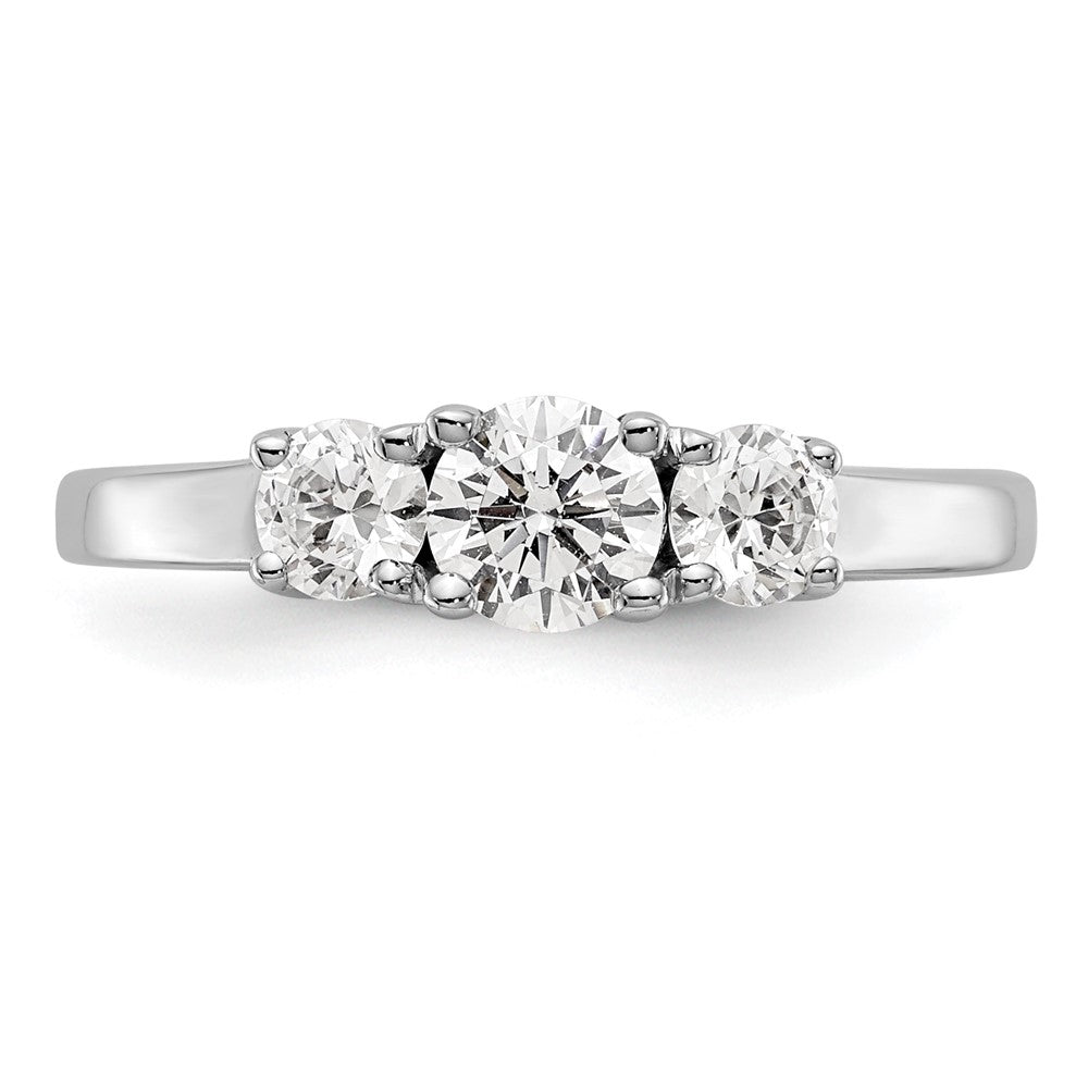 14K White Gold 3 Stone Simulated Diamond Engagement Ring