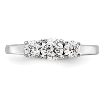 14K White Gold 3 Stone Simulated Diamond Engagement Ring