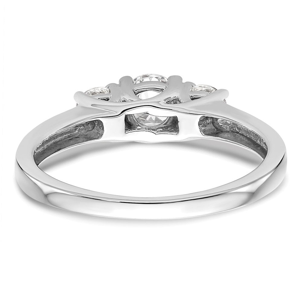 14K White Gold 3 Stone Simulated Diamond Engagement Ring