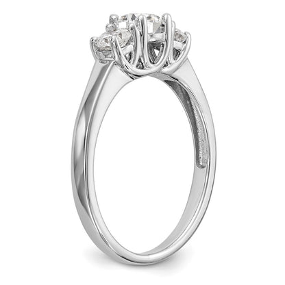 14K White Gold 3 Stone Simulated Diamond Engagement Ring