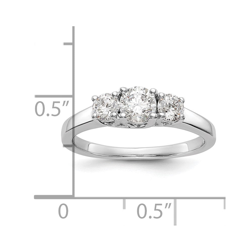 14K White Gold 3 Stone Simulated Diamond Engagement Ring