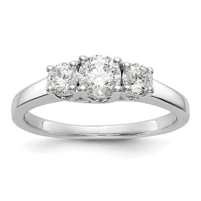 14K White Gold 3 Stone Simulated Diamond Engagement Ring