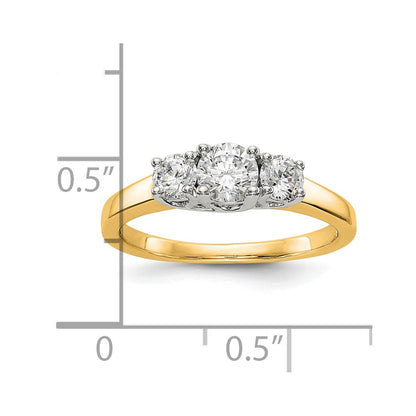 14K Two tone 3 Stone Simulated Diamond Engagement Ring