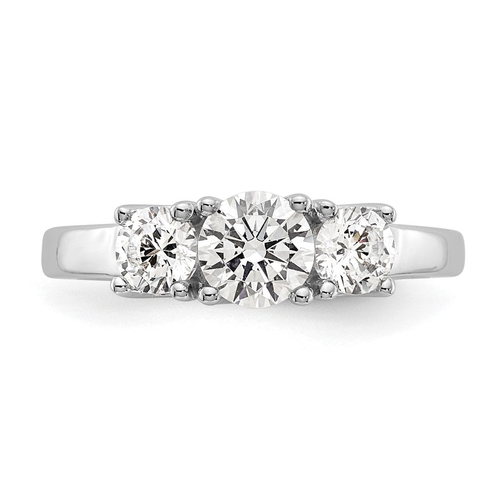 14K White Gold 3 Stone Simulated Diamond Engagement Ring
