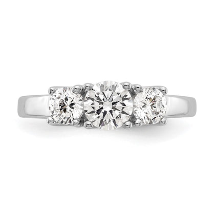 14K White Gold 3 Stone Simulated Diamond Engagement Ring